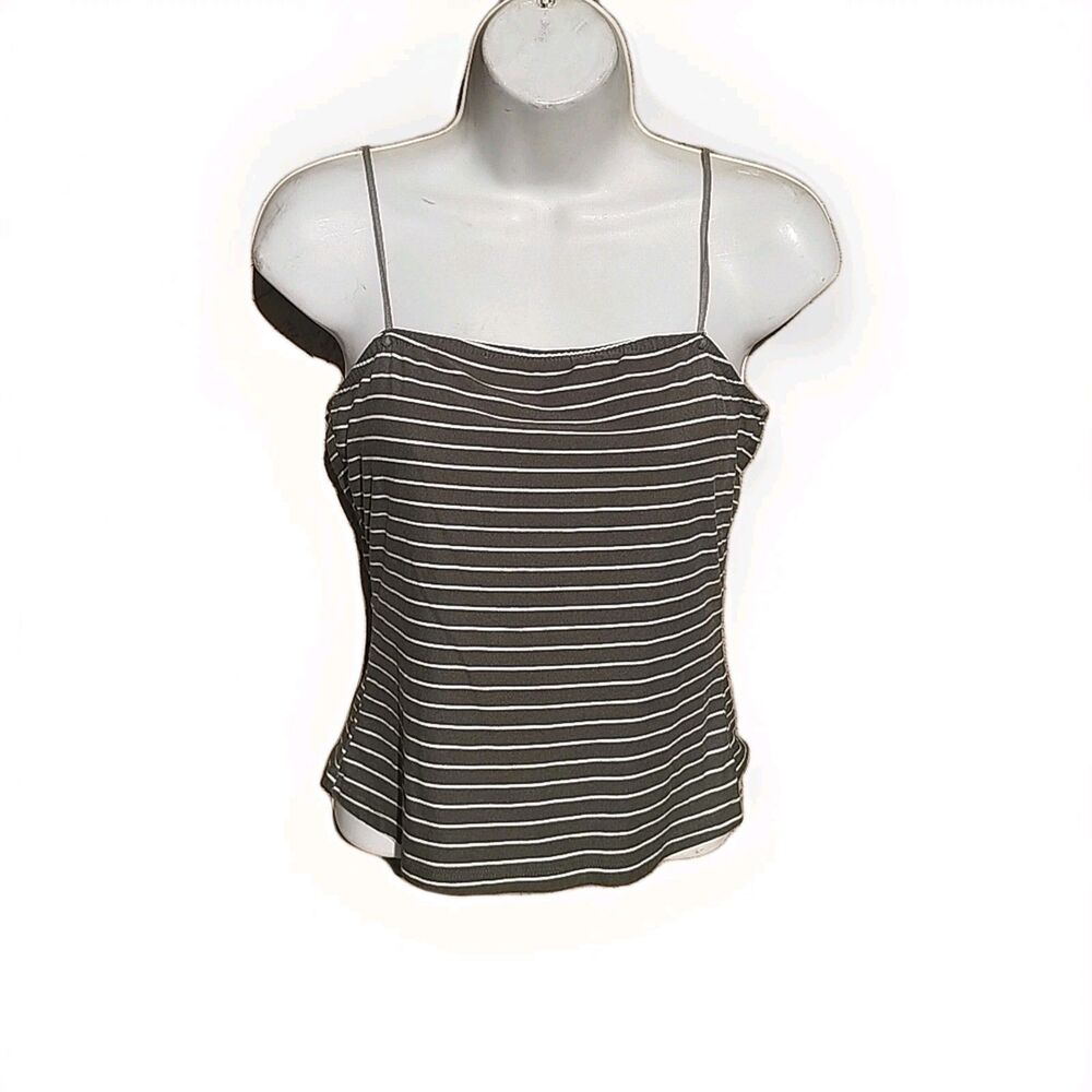 Rue21 Spaghetti Strap Striped Crop Top Green White Medium Women Summer Y2K